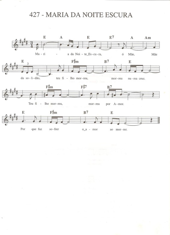 Partitura da música Maria da Noite Escura