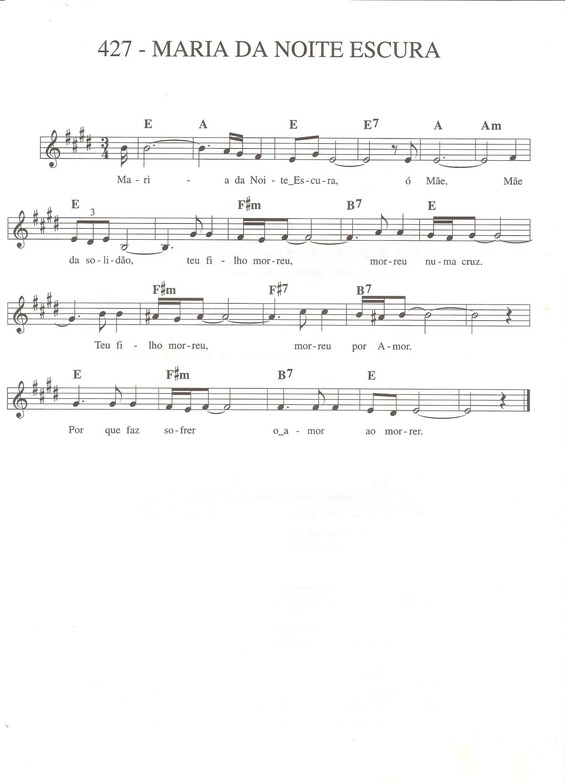 Partitura da música Maria da Noite Escura