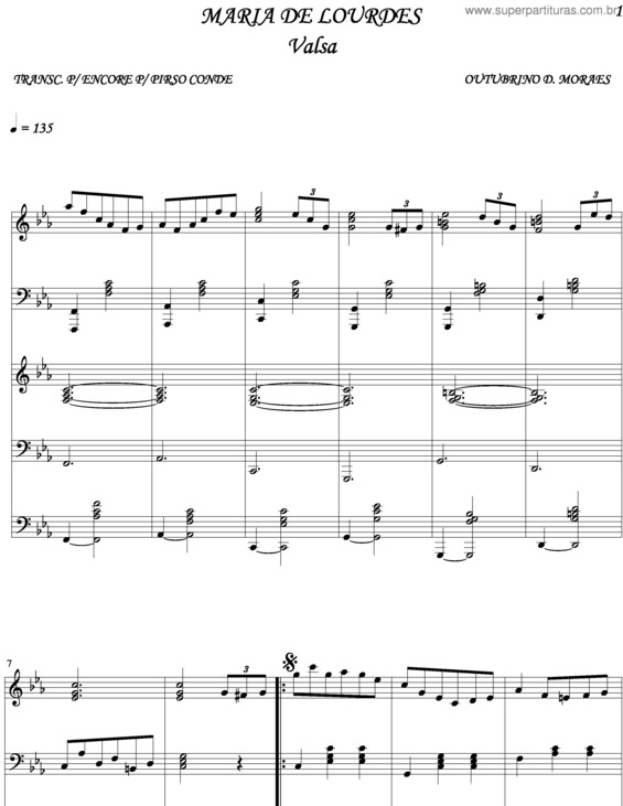 Partitura da música Maria De Lourdes v.2