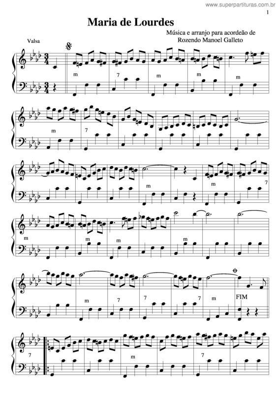 Partitura da música Maria De Lourdes v.3