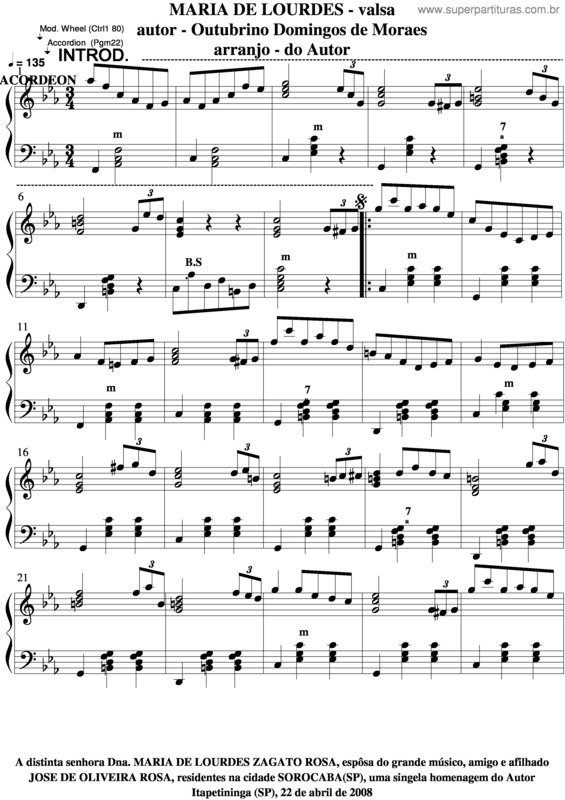 Partitura da música Maria De Lourdes v.4