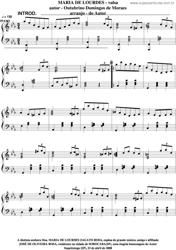 Partitura da música Maria De Lourdes v.7