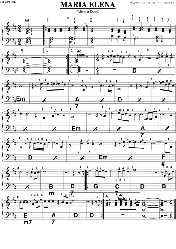 Partitura da música Maria Elena v.2