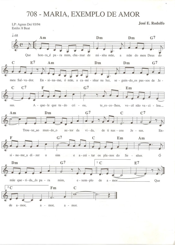 Partitura da música Maria Exemplo de Amor