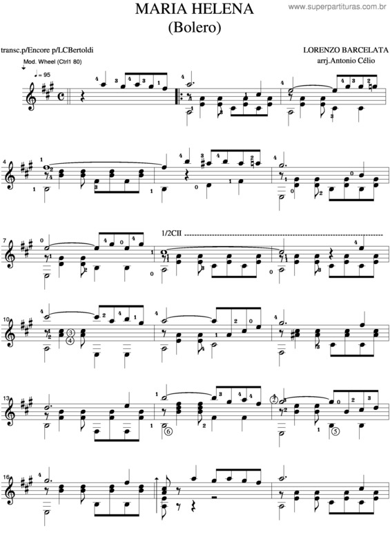 Partitura da música Maria Helena v.2