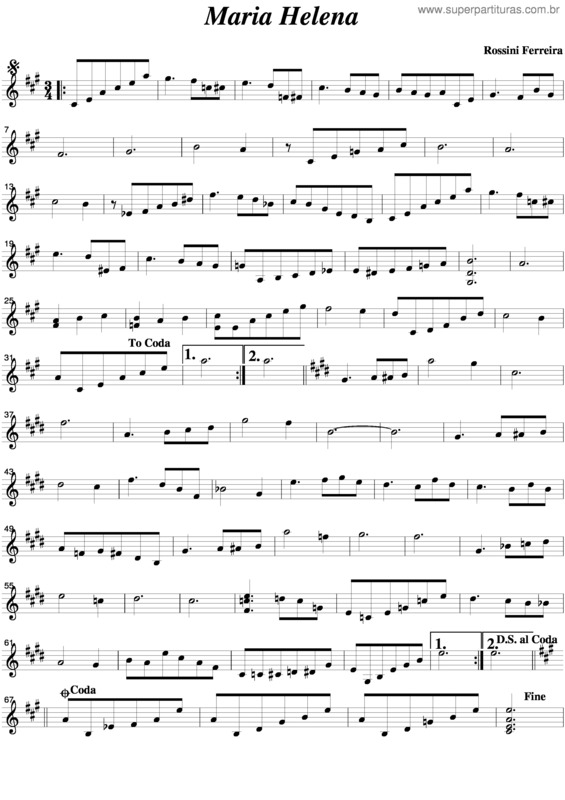 Partitura da música Maria Helena v.3