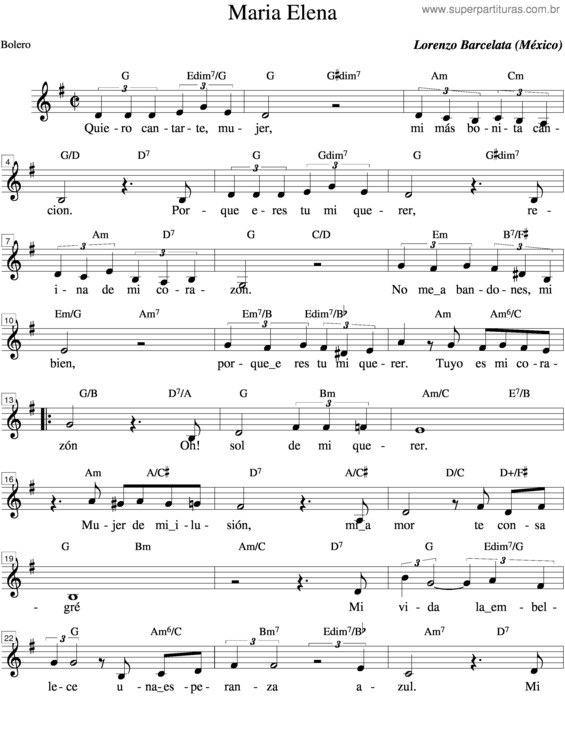 Partitura da música Maria Helena v.6