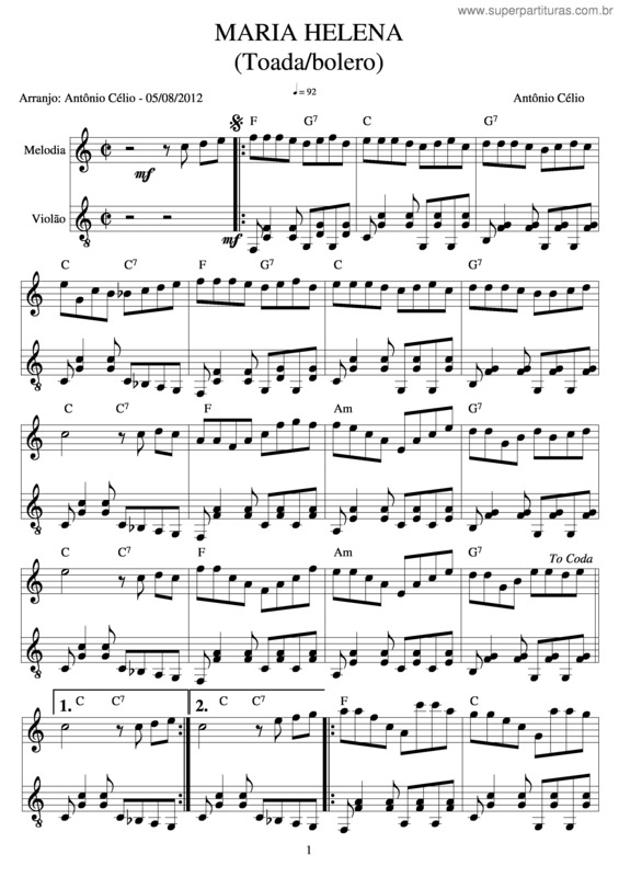 Partitura da música Maria Helena v.8