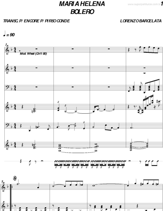 Partitura da música Maria Helena