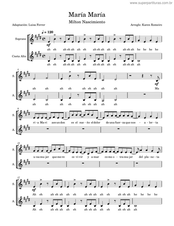 Partitura da música María María 3