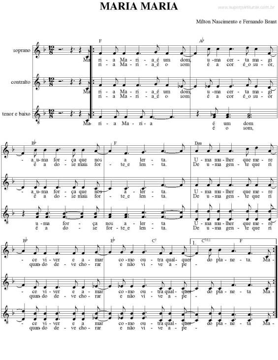 Partitura da música Maria Maria v.2