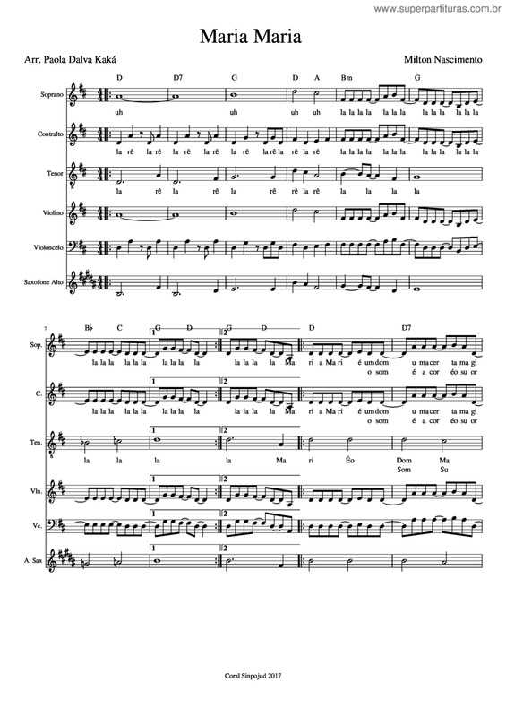 Partitura da música Maria Maria v.3