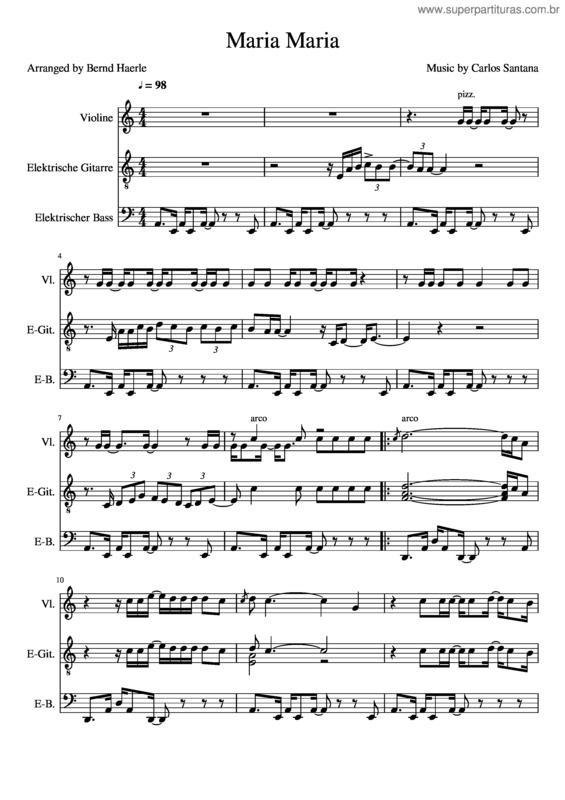 Partitura da música Maria Maria v.6