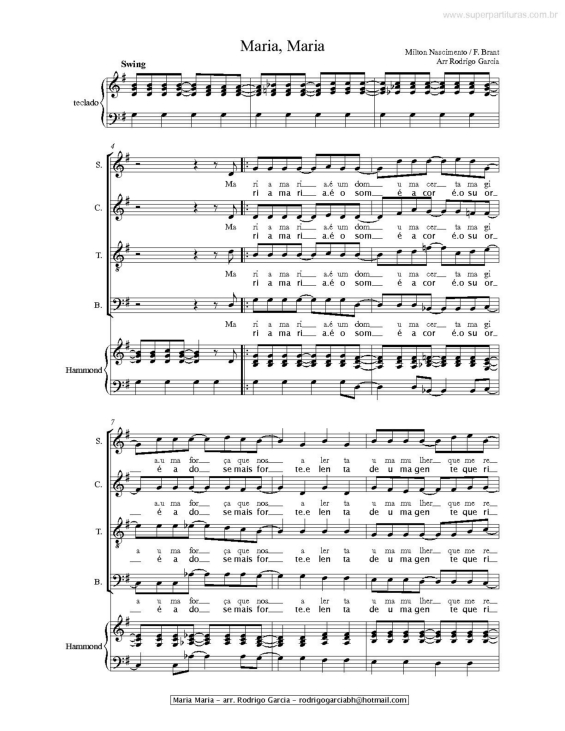 Partitura da música Maria Maria