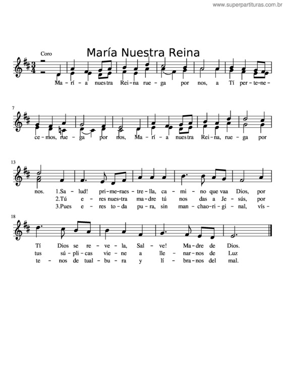 Partitura da música María Nuestra Reina