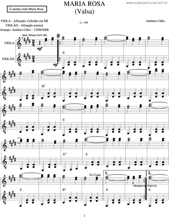 Partitura da música Maria Rosa v.4