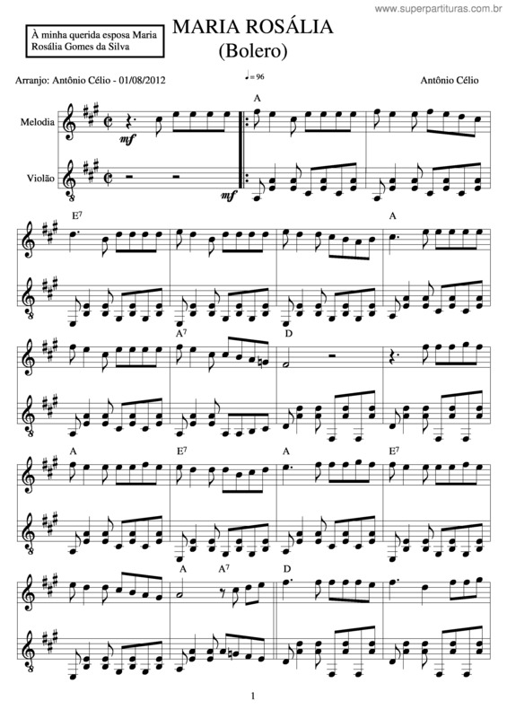 Partitura da música Maria Rosália v.2