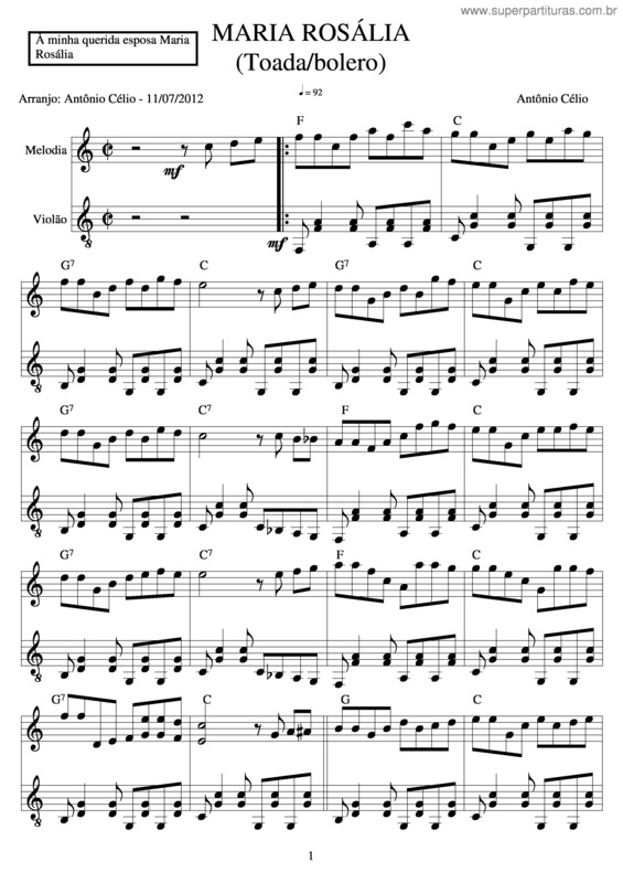 Partitura da música Maria Rosália v.4