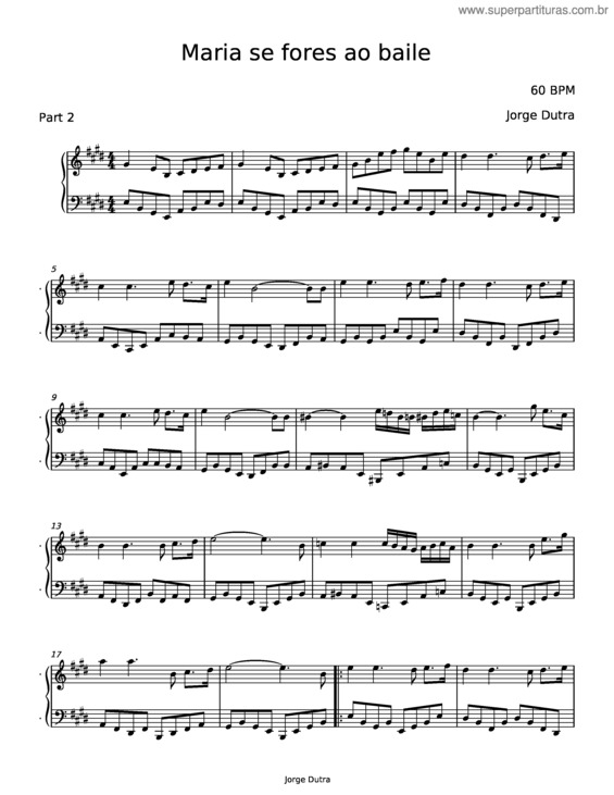 Partitura da música Maria Se Fores Ao Baile – Jorge Dutra