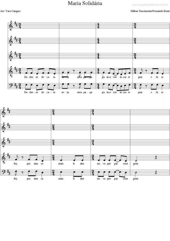 Partitura da música Maria Solidária