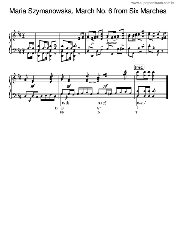Partitura da música Maria Szymanowska, March No. 6 From Six Marches