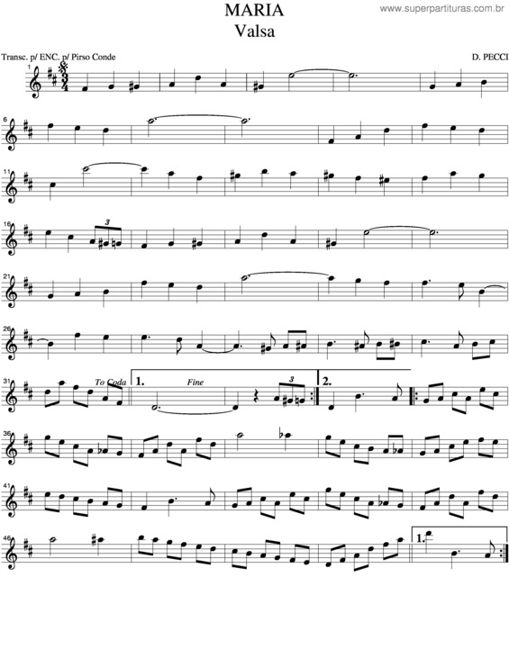 Partitura da música Maria v.3