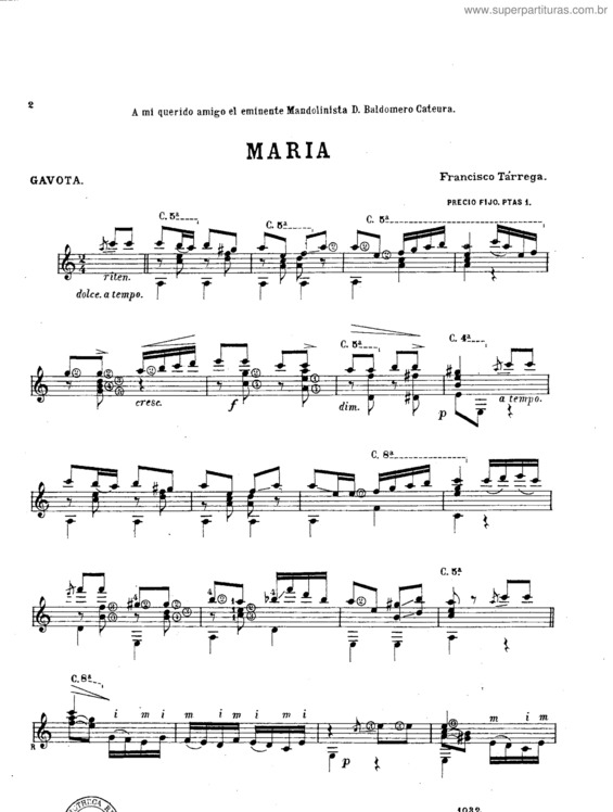 Partitura da música Maria v.8
