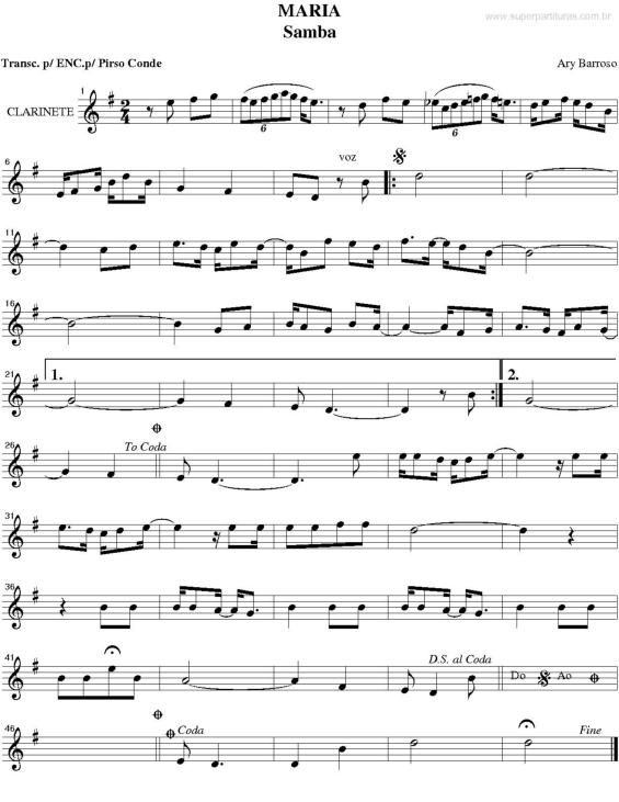 Partitura da música Maria