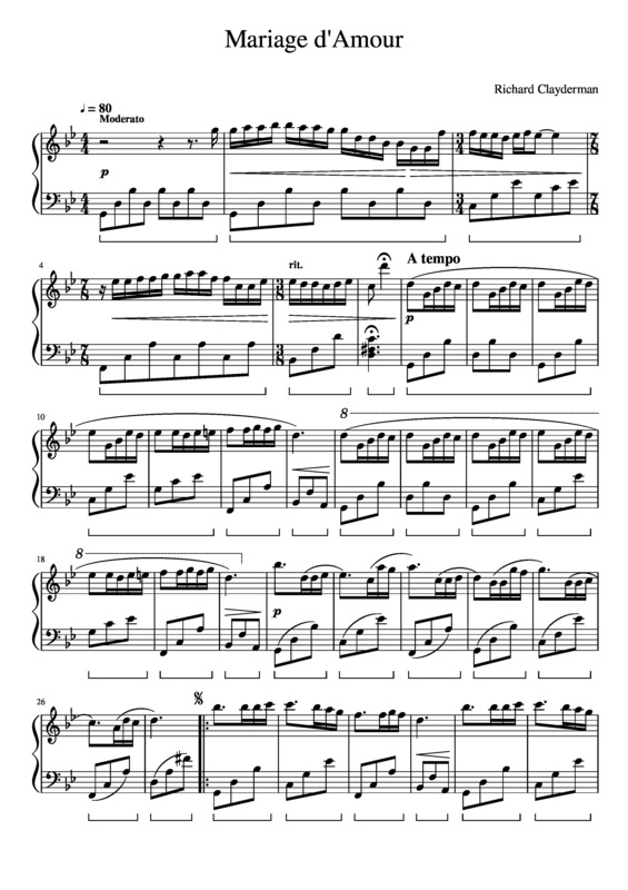 Partitura da música Mariage dAmour