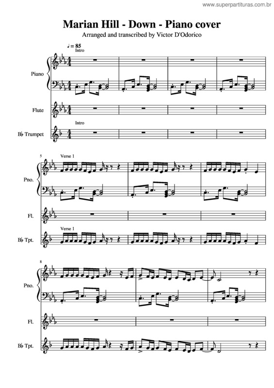 Partitura da música Marian Hill Down Piano Cover With Impro