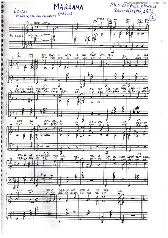 Partitura da música Mariana v.3