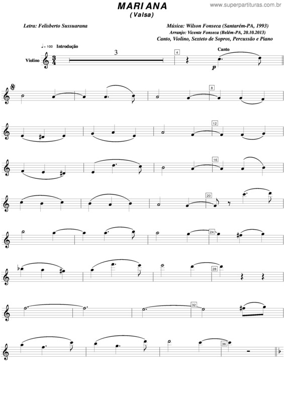 Partitura da música Mariana v.4