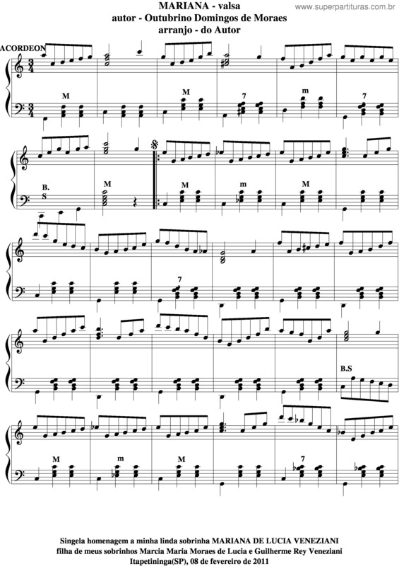 Partitura da música Mariana v.6