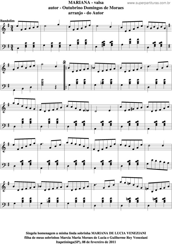 Partitura da música Mariana v.8