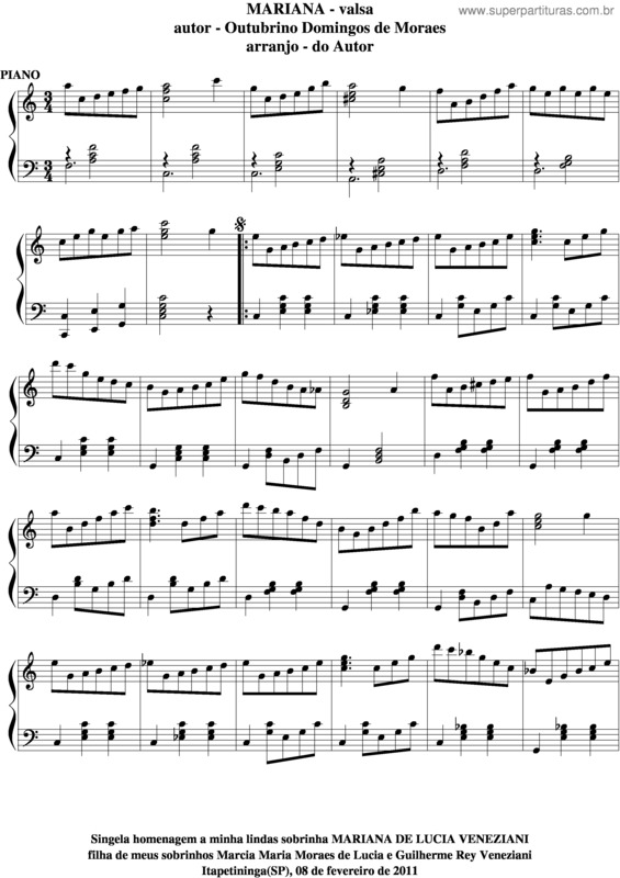 Partitura da música Mariana v.9