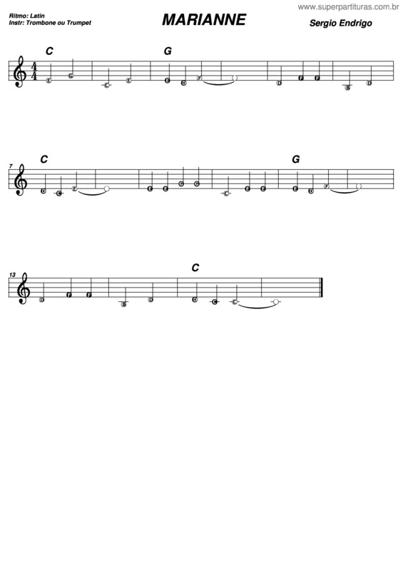 Partitura da música Marianne