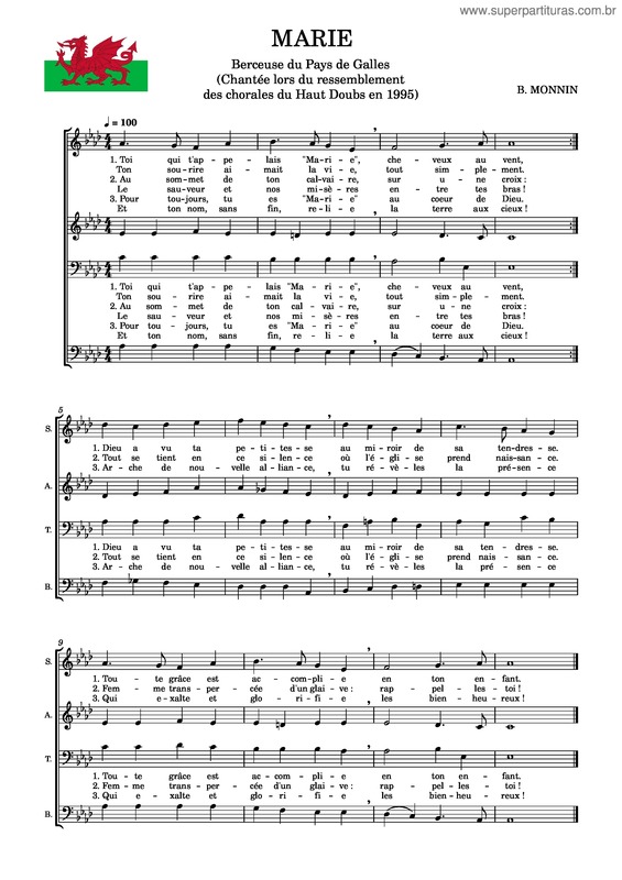 Partitura da música Marie –Berceuse Du Pays De Galles  Satb Musescore