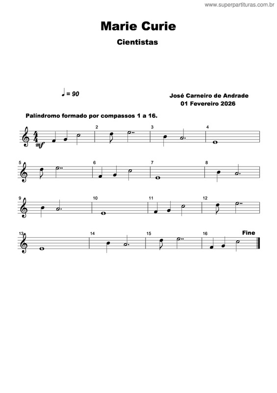 Partitura da música Marie Curie