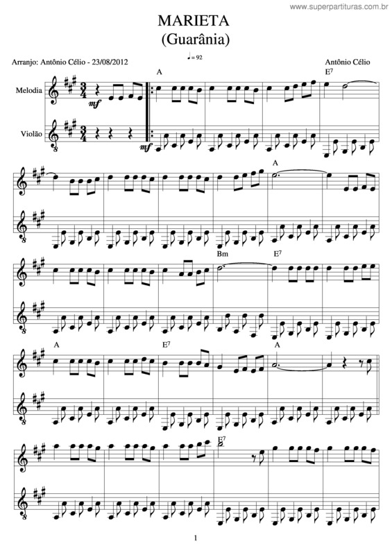 Partitura da música Marieta v.2