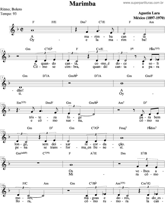 Partitura da música Marimba v.2