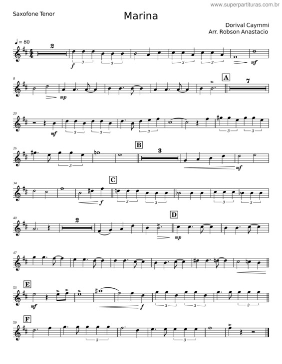 Partitura da música Marina – Dorival Caymmi v.2