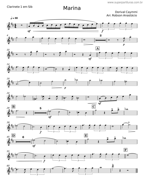 Partitura da música Marina – Dorival Caymmi v.6