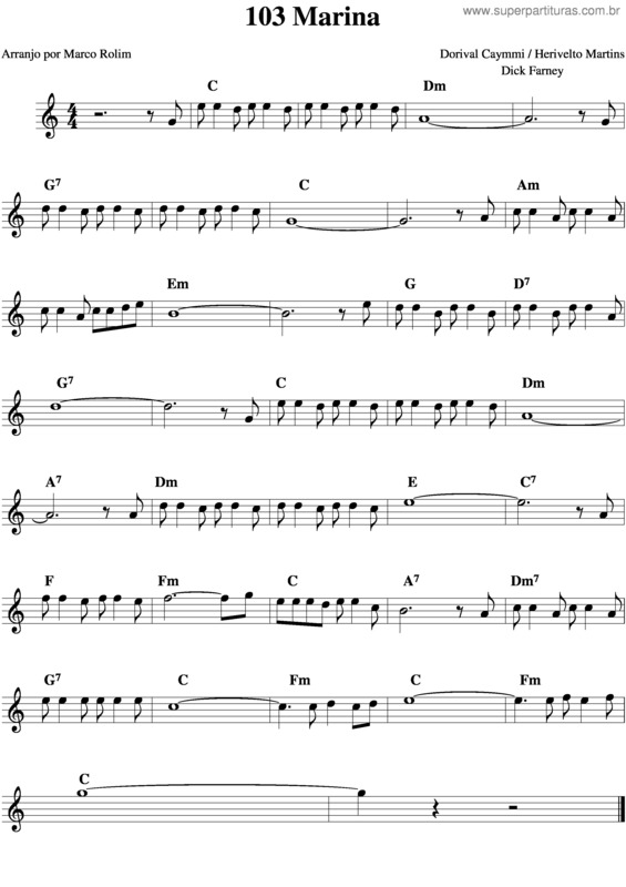 Partitura da música Marina v.4