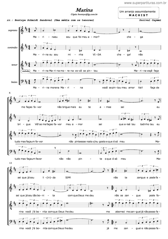 Partitura da música Marina v.5