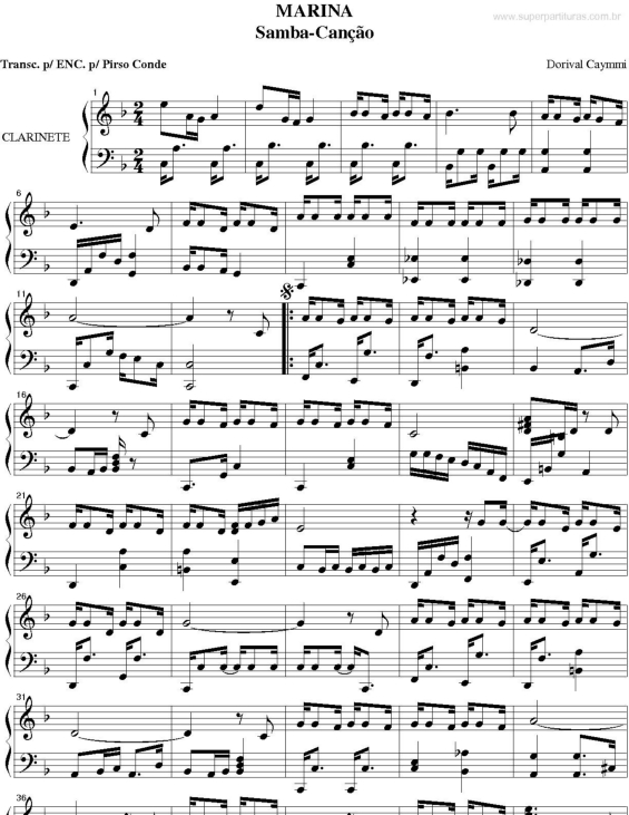 Partitura da música Marina