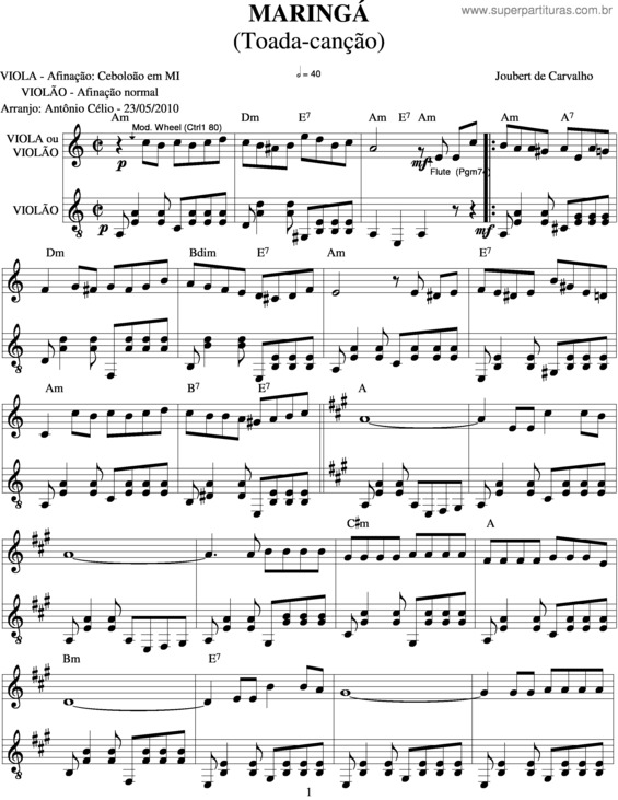 Partitura da música Maringá v.3