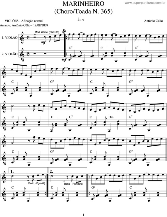 Partitura da música Marinheiron