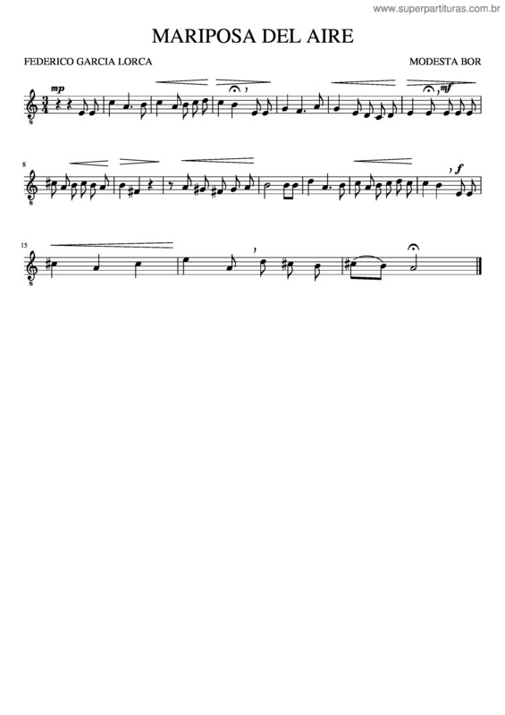 Partitura da música Mariposa Del Aire
