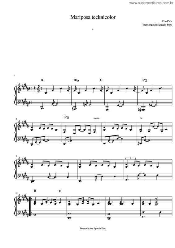 Partitura da música Mariposa Tecknicolor 1/3