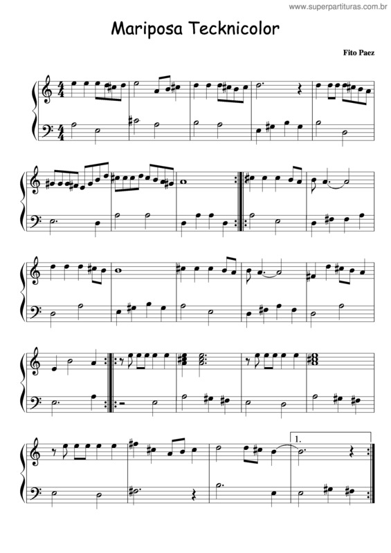 Partitura da música Mariposa Tecknicolor v.2